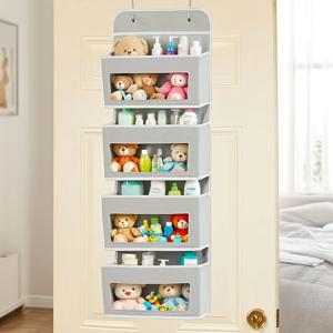 TEMU 4단 접이식 벽걸이 수납정리함 - 메쉬포켓과 후크가 있는 노르딕 스타일, 대용량 적층형 패브릭박스 (문/벽면 공간절약) 학교준비물 수납에 최적화된 홈오거나이저. 침실·욕실·캠퍼스·기숙사·주방 사용가능한 중성색디자인의 튼튼한프레임구조와 고급직물로 제작되었으며, 미니멀하고 내구성 있는 소재로서 대학생들에게 적합한 소형공간을 위한 완벽한 솔루션입니다