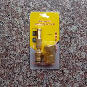 TEMU 고압 노란색 황동 스프레이 건 - 퀵 커넥터, 헤비듀티 수정가능한 호스 노즐 (세차/정원용) - US/EU 나사산,내구성 & 부식방지 황동제작, 고압조절형 스프레이건, 야외청소, 인체공학적 그립, 정밀설계, 홈&아웃도어|물총