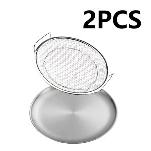 TEMU 2개 세트 고강도 304 스테인리스 스틸 오일 필터 트레이 (손잡이 포함) - 고강도 원형 메쉬 그리스 드레인 바스켓, 딥 프라이어, 바베큐 그릴, 프라이팬용 - 재사용 가능한 내구성 강한 쉬운 세척 필터 시스템, 상업용 주방용