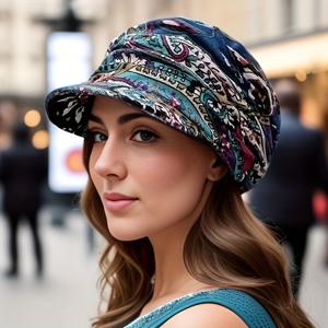 TEMU 1개 여성용 우아한 플로럴 & 솔리드 컬러 짧은 챙 비저 모자 - 겨울용 따뜻한 케모 캡, 오픈 클로저가 있는 슬러치 비니, 통기성 & 세탁기 사용 가능, 다양한 색상 옵션 (블랙, 브라운, 핑크, 블루, 레드, 퍼플, 그린, 오렌지, 옐로우, 화이트, 그레이, 네이비) - 크리스마스, 캐주얼 & 정장 이벤트용 - 암 환자 & 민감한 피부에 이상적