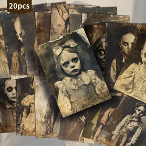 TEMU 20팩 ASSTSS 빈티지 호러 스푸키 인형 엽서 - 4x6 인치 잡지 종이, 소름끼치는 인형 아트, 스크랩북, 공예, 할로윈 파티 장식 및 빈티지 핀업 인형 컬렉션용 개인화 가능한 수집 카드