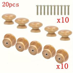 TEMU 20개 세트, 10개의 단단한 나무 손잡이 + 10개의 나사 포함, 서랍, 캐비닛, 옷장 및 수납 상자에 적합 - 가구 신발장 단일 구멍 디자인, 단단한 나무 버섯 머리 손잡이 단일 구멍