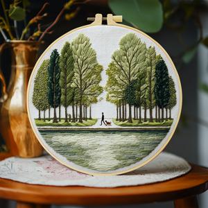 TEMU 1개 자수 키트, 20x20cm/7.9x7.9인치, 아름다운 풍경, 수제 DIY 자수 키트, 성인 및 초보자에게 적합, 자수 천, 설명서, 자수 후프 및 바늘 포함, 친구나 가족에게 선물하기에 적합한 휴일 선물, 가구 사무실 수제 예술 작품, 휴일 선물 - 휴일 자수 후프, 정원 자수 후프, 소원, 강 수집