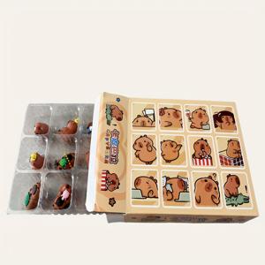 TEMU 1박스 카피바라 테마의 행운을 부르는 랜덤 미니 선물세트, 수집가와 홈데코를 위한 12개의 수중쥐 – 사전준비(할로윈 & 크리스마스) 필요없음