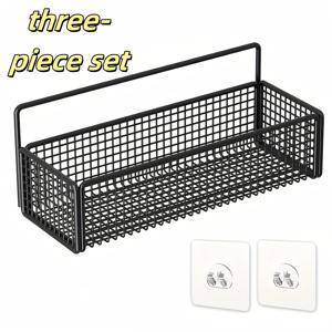 TEMU 대형 탄소강 그리드 수납 선반 - 드릴 없는 벽걸이 공간 절약 주방 및 욕실 정리대, 현대적인 주방에 적합한 내구성 디자인 | 메쉬 디자인 저장 선반 | 주방 스파이스 정리대, 서랍 주방 캐비닛, 주방 정리대, 주방 보관대, 주방 액세서리, 주방 캐비닛 정리대, 주방 보관대