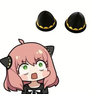 TEMU 귀여운 애니메이션 캐릭터 헤어밴드 한 쌍 - 블랙 & 골든 코스프레 소품, 장난기 많은 고양이 귀 디자인, 할로윈, 테마 파티 및 의상 파티용 내구성 플라스틱 헤어 액세서리, 기발한 디자인, 편안한 착용감, 할로윈 코스튬