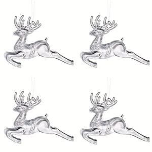 TEMU 2D 플랫, 4pcs 세트, 고급 아크릴 플라스틱 크리스마스 순록 장식 – 투명한 트리 장식용 매달기 조각, 실내 홈 데코 & 파티 용품, 축제 장식품,파티 장식,우아한 휴일 장식,축제 동물 디자인,가벼운 장식품,수공예 디테일,크리스마스 트리 장식,계절별 홈 액센트,휴일 쇼핑객,크리스마스 애호가