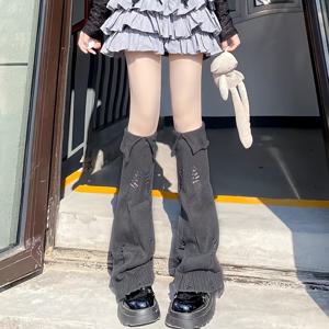 TEMU 여성용 겨울 따뜻한 오버더니 (OTK) 양말 부츠 - 고딕/엣지 찢어진/리프 디자인과 레이어드 러플 헴, 블랙 & 그레이 레그 워머, 손세탁 가능 & 캐주얼 또는 포멀 의상에 다용도 - 겨울 패션 , 가을과 겨울에 편안하고 스타일리시, 허벅지 높이 커버리지에 딱 맞는 핏, 레이어링에 시크하고 기능적, 레이어드 의상에 완벽