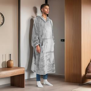 TEMU 특대형 후드 담요 - 후드가 있는 튼튼한 겨울용 담요, 매우 부드러운 양면 플란넬, 세탁기 사용 가능한 착용 가능한 담요 (소파, 침대, 여행용) - 크리스마스, 발렌타인데이, 집들이를 위한 아늑한 홈 데코 선물 - 성인 및 가족을 위한 부드러운 따뜻함