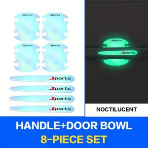 TEMU 스크래치 방지 및 충돌 방지 자동차 도어 핸들 보호 스티커 - 무광 야간 빛, 모든 차량에 적합, 내구성 있는 폴리에스터, 스크래치 방지, 적용 용이, 차량 보호, 세련된 디자인, 고품질 접착제, 어둠 속에서 빛나는 스티커, 어둑 속에서 빛나는 테이프, 어둑 속에서 빛나는 테이프, 자동차 액세서리, 에프트치 자동차 도어 핸들 스크래치 보호기