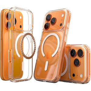 TEMU 아이폰 17/17 프로/17 에어/17 프로 맥스용 자석 휴대폰 케이스, 투명 충격 방지 내구성 슬림핏, 낙하 방지,투명 케이스, 스타일,가벼운 케이스,내구성 있는 소재,보호 커버,충격 방지 케이스,모바일 액세서리 애호가,가제트 보호대