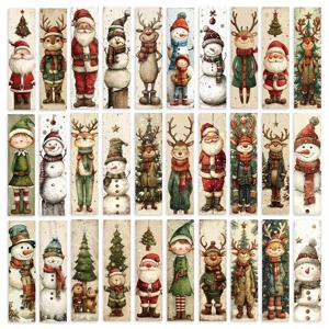 TEMU 32개 귀여운 크리스마스 북마크 세트, 치비 크리스마스 캐릭터 디자인, 학생 선물, 크리스마스 및 개학 선물, 예술적인 일러스트가 있는 합리적인 가격의 독특한 북마크, 선생님, 독서 애호가 및 책 애호가에게 완벽한 선물, 파티 및 생일 선물로 이상적