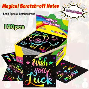 TEMU 200/100개 매직 스크래치 오프 노트 상자 | 스크래치 오프 미니 아트 노트, 핸드메이드 아트 파티 용품, 생일 할로윈 크리스마스 선물 양말 필러 선물 상자, 크리스마스 스타킹 필러, 종이 재질