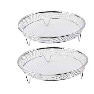 TEMU 스테인리스 스틸 에어프라이어 랙 & 그릴 - 헤비듀티 304 등급 다단계 스탠드, 분리형 부품, 인스턴트 팟/에어프라이어, 야외 바베큐, 냄비용 스팀 바스켓 호환|에어프라이어