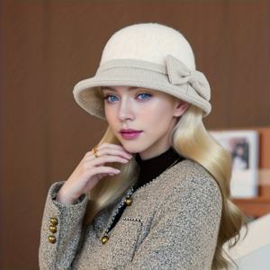 TEMU 여성 빈티지 스타일 리본 버킷햇 - 러플 브림의 스타일리시한 겨울 모자, 캐주얼 또는 포멀한 행사에 적합, 손세탁 또는 드라이 크리닝, 겨울 모자 | 빈티지 스타일 디자인 | 아크릴 모자|벙거지모자