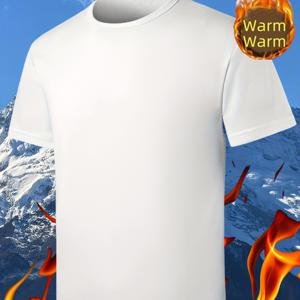 TEMU 엘리스 보온 핏감 반팔 티셔츠 - 헤비듀티 겨울 레이어링, 슬림핏 라운드넥 탑 (러닝, 헬스, 캐주얼 웨어) - 세탁기 사용 가능한 추위 방지 셔츠 (불필요) - 블랙/다양한 색상