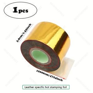 TEMU 120m/롤 가죽 골드 호일 스탬핑 용지, 1.9cm/3.6cm 폭 DIY 공예 열전사 소재, 로고 제작용, 가죽 장식,반짝이는 표면,정밀 절단,내구성 있는 포일,전사 접착제,포일 시트,소규모 비즈니스 소유자, 및