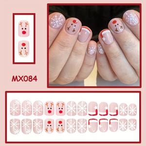 TEMU 24개 겨울 크리스마스 순록 눈꽃 프레스온 네일, 짧은 스퀘어 광택 인조 팁 – 가을/겨울 휴일 장식에 완벽한 선물 아이디어, 축제 장식,순록 디자인,고품질 팁,쉬운 적용,파티 네일,네일 아트,이벤트 플래너,휴일 쇼핑객