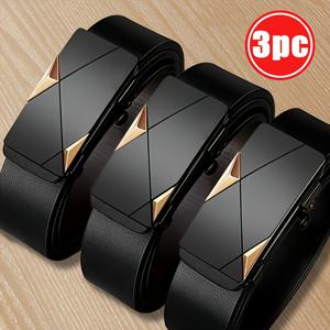 TEMU 3개 세트 남성 캐주얼 블랙 자동 버클 벨트, 청바지와 드레스 팬츠에 어울리는 우아한 스타일, 완벽한 비즈니스 의상 선물, 졸업 시즌에 이상적, 정장,전문 의류,세련된 외관,스타일리시 액세서리, 장인 정신,자동 벨트,멀티팩 벨트,비즈니스 전문가,졸업생 선물