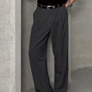 TEMU 남성용 우아한 정장 비즈니스 수트 바지 - 신축성 없는 정장 바지, 벨트 루프 클로저, 사계절 사무실 및 공식 행사용 - 남성용 클래식 드레스 팬츠
