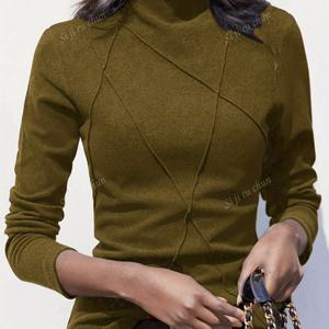 TEMU 여성용 두꺼운 기모 안감 하이넥 탑 - 부드럽고 따뜻한 긴소매 셔츠, 봄/가을용 우아한 레이어링 아이템, 오피스, 파티, - 여성 의류, 파티 복장, 포근한 원단, 스타일리시 블라우스, 패션 애호가, 오피스룩