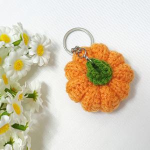 TEMU 1개 수제 코바늘 뜨개질 호박 걸이 장식 - 리얼한 오렌지 & 그린 가을 잎사귀, 잎이 달린 줄기, 전기 불필요, 실내/실외 할로윈, 추수감사절, 크리스마스, 추수 파티 장식 - 튼튼한 원단 공예, 가정용