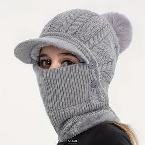 TEMU 1개/3개 여성용 겨울 모자 - 탈착 가능한 귀 부분 & 얼굴 마스크 패널 - 탄력 있는 방한 기능, 사이클링, 야외 활동, 크리스마스용 - 가벼운 보온 비니 (부피 없음) - 손세탁 가능 (한 쌍/단품) - 모든 사이즈에 적합|마스크