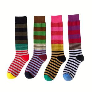 TEMU 여성용 압박 효과 레그 양말 4켤레 - 종아리 길이, 멀티컬러 (//네이비/) 운동 및 캐주얼 복장용 - 가을/겨울에 적합, 손세탁/드라이클리닝 관리