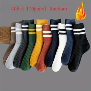 TEMU 남성용 야외 러닝 양말 40개 (20켤레), 투바 미드 튜브 가을/겨울 스타일, 땀 흡수 및 탈취 스포츠 남성용 양말, 땀 방지
