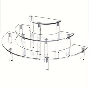 TEMU 3단 아크릴 디스플레이 스탠드 - 곡선형 선반, 헤비듀티 다목적 탁상 선반 (향수, 미니 케이크, 모형 인형용) - 간편 조립, 공간 절약형 카운터탑 정리대 (금속 부품 없음), 랙