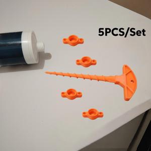 TEMU 오렌지색 실리콘 건 팁 캡 및 클리너 키트 5개 세트 - 막힘 방지 & 건조 방지 표준 실리콘 튜브, 홈 수리 및 밀봉 프로젝트, 크리스마스 선물