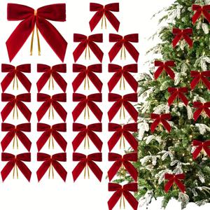 TEMU 15개 레드 벨벳 리본, 3.5인치 선물 포장용 리본, 공예, 캔디백, 기념품, 선물 상자용, 미리 묶인 타이, 크리스마스, 발렌타인데이, 결혼식, 생일 파티 장식에 이상적, 축제용 리본,우아한 리본,벨벳 소재,부드러운 질감,작은 리본,장식용 리본,이벤트 플래너,공예 애호가