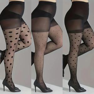 TEMU 여성용 대형 팬티스타킹 3켤레, 하트 모양, 물방울 무늬, 훅 방지 타이트핏 양말, 얇고 섹시하며 패셔너블하고 다용도로 일상 사용에 적합, 타이트핏 타이츠,일상용 스타킹,하트 모양 디자인,스타일리시 레그웨어,얇은 원단,가벼운 소재,무봉제 스타킹,시스루 타이츠,일상 필수품,사무복