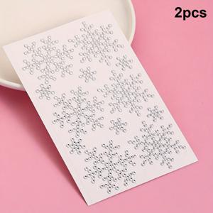 TEMU 2개입 화이트 인조 라인스톤 눈꽃 모양 아이 데코 스티커, 얼굴 장식 스티커, 눈꽃 모양 반짝이 인조 라인스톤 입체 스티커, 코스프레 의상 소품, 발렌타인데이 선물