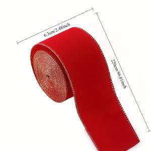 TEMU 고급 레드 & 골드 유선 리본 롤 - 골드 엣지의 우아한 패브릭 선물 포장, 크리스마스, 발렌타인데이, 결혼식, 트리 리본, 화환 및 공예용 - 내구성이 뛰어나고 장식적인, 축제 분위기, 공예 용품 | 고급스러운 외관 | 품질