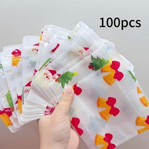 TEMU 30/50/100개 크리스마스 선물 가방, 두꺼운 재질 투명 가방, 쿠키, 사탕, 작은 선물 포장에 적합 - 가정, 사무실, 교실, 휴일 선물 및 파티