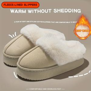 TEMU 여성 솔리드 컬러 겨울 슬리퍼 | 두꺼운 밑창 디자인, 클래식 스타일, 부드럽고 편안함, 집에서 편안하게 또는 일상복으로 적합, 크리스마스/할로윈 선물로 이상적