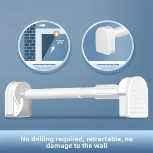 TEMU 무드릴 스테인리스/플라스틱 커튼봉 - 헤비듀티 조절식 텔레스코핑 폴, 샤워, 문, 창문 커튼, 발코니, 패널용 - 쉬운 설치, 욕실 & (샤워 커튼용)|커튼봉|샤워커튼