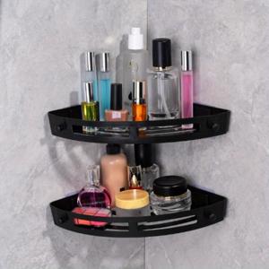 TEMU 2개입 욕실 코너 선반 - 드릴 불필요 접착식 벽걸이형 정리함, 2단 선반, 튼튼한 플라스틱 구조 & 간편한 설치, 공간 절약형 욕실 수납 랙 (샤워, 세면도구, 화장품 보관) - 모던 디자인