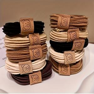 TEMU 10개 귀여운 곰돌이 머리끈, 두꺼운 탄성 포니테일 번, 높은 탄성 손상 없는 다기능 헤어 밴드, 여성 데일리 캐주얼 웨어용, 모든 계절에 적합