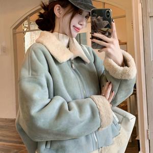 TEMU 한국식 칼라 겨울 재킷 - 두꺼운 보온 코트, 라펠 콜라주 (칼라 아님), 지퍼 프론트 클로저, 단색 캐주얼 아우터웨어 (손세탁/드라이클리닝)