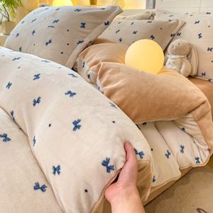 TEMU 1개 겨울 따뜻한 프린트 밀크 벨벳 이불 커버 | 매우 부드럽고 통기성이 좋으며 지퍼형, 세탁기 사용 가능, 침실 및 게스트룸, 기숙사, 휴일 선물로 적합, 꽃무늬 패턴, 폴리에스터, 베갯잇 및 솜 제외