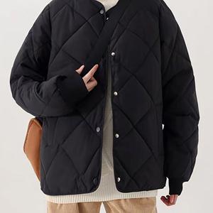 TEMU 여성 추동 경량 오버핏 노카라 퀄팅 패딩 자켓 캐주얼 누빔 패딩 점퍼 누빔패딩코트 간절기 숏 외투 항공잠바 추동 계절 데일리 캐주얼 루즈핏 라운드 단추 쇼트 재킷 SLIM GIRL 슬림소녀