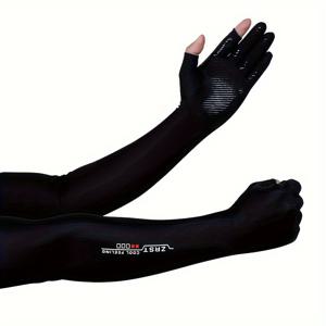 TEMU 남성용 여름 아이스 슬리키 섬유 원단 슬리브, 아이스 슬링백 사이클링 낚시 스포츠 운전 야외 미끄럼 방지 장갑, 아이스-쿨, 두 손가락 보호 팔 커버, 폰 가제트|쿨토시