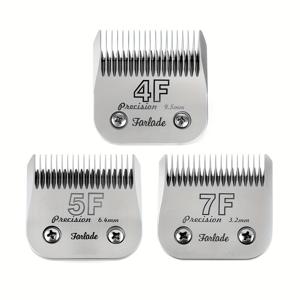 TEMU Farlade 3PCS 4F/5F/7F 분리형 강철 애완견 미용 가위 블레이드, Andis/Wahl/Heiniger에 적합, 컷 길이 크기 1/8