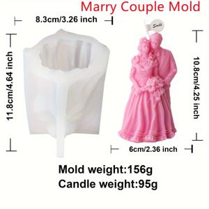 TEMU 사랑을 상징하는 실리콘 웨딩 커플 캔들 성형기 - 신부와 신랑 향초 조각 모형, DIY 수제 비누 석고 공예, 데이, 약혼 및 결혼 축하를 위한 로맨틱한 선물.