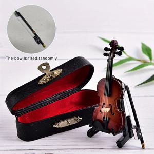 TEMU 작은 바이올린과 스탠드, 케이스: 실내/외 장식용 나무 모형