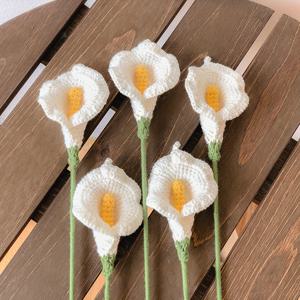 TEMU 5개 수제 크로셰 칼라 릴리 꽃 - 원사, 생생한 색상, 홈 & 오피스 장식, 휴일 선물, 웨딩 부케에 완벽