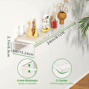 TEMU 2개 투명 아크릴 플로팅 선반 - 튼튼한 현대적 벽걸이 선반 유닛, 식물, 사진, 책, 장식용 공간 절약형 - 접착제 또는 나사로 쉬운 설치 - 거실, 침실, 홈 오피스, 욕실, 주방에 이상적 - 스크래치 및 충격 방지, 다용도 디스플레이 선반, 세련된 디자인의 내구성 있는 아크릴 소재