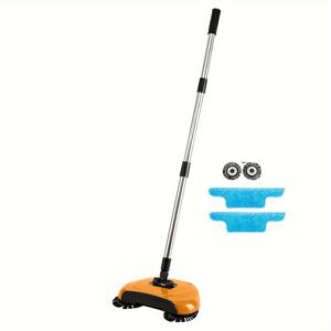 TEMU 전기 없는 푸시형 청소기, 청소기, 빗자루, 먼지통, 걸레 세 가지 기능이 하나로 통합된 간단한 푸시형 롤링 청소기